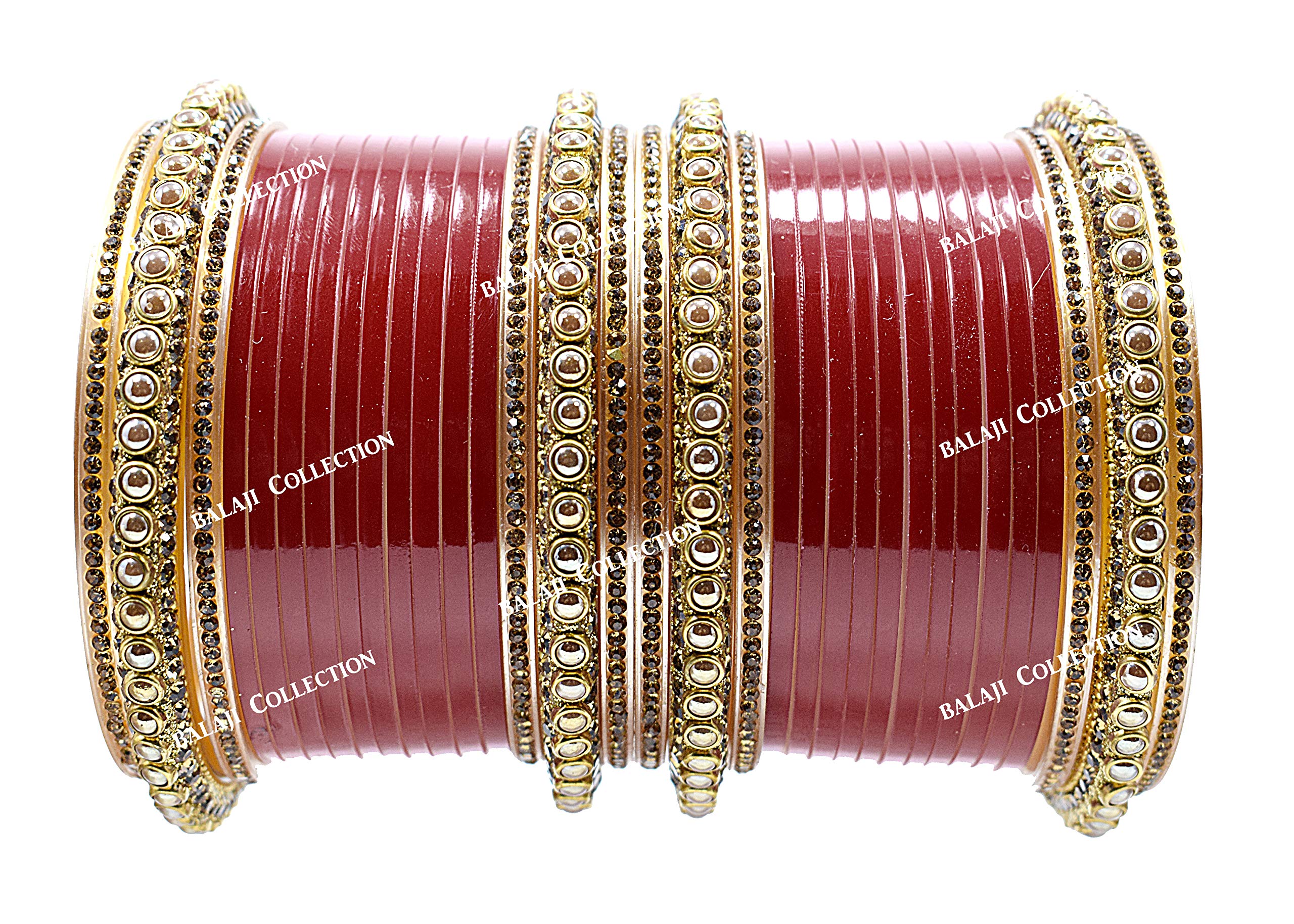 Balaji Collection Gold Plated Gold Plated & Pearl Chuda Set for Women (Brown) (B08218ZX9D) Amazon Price History, Amazon Price Tracker