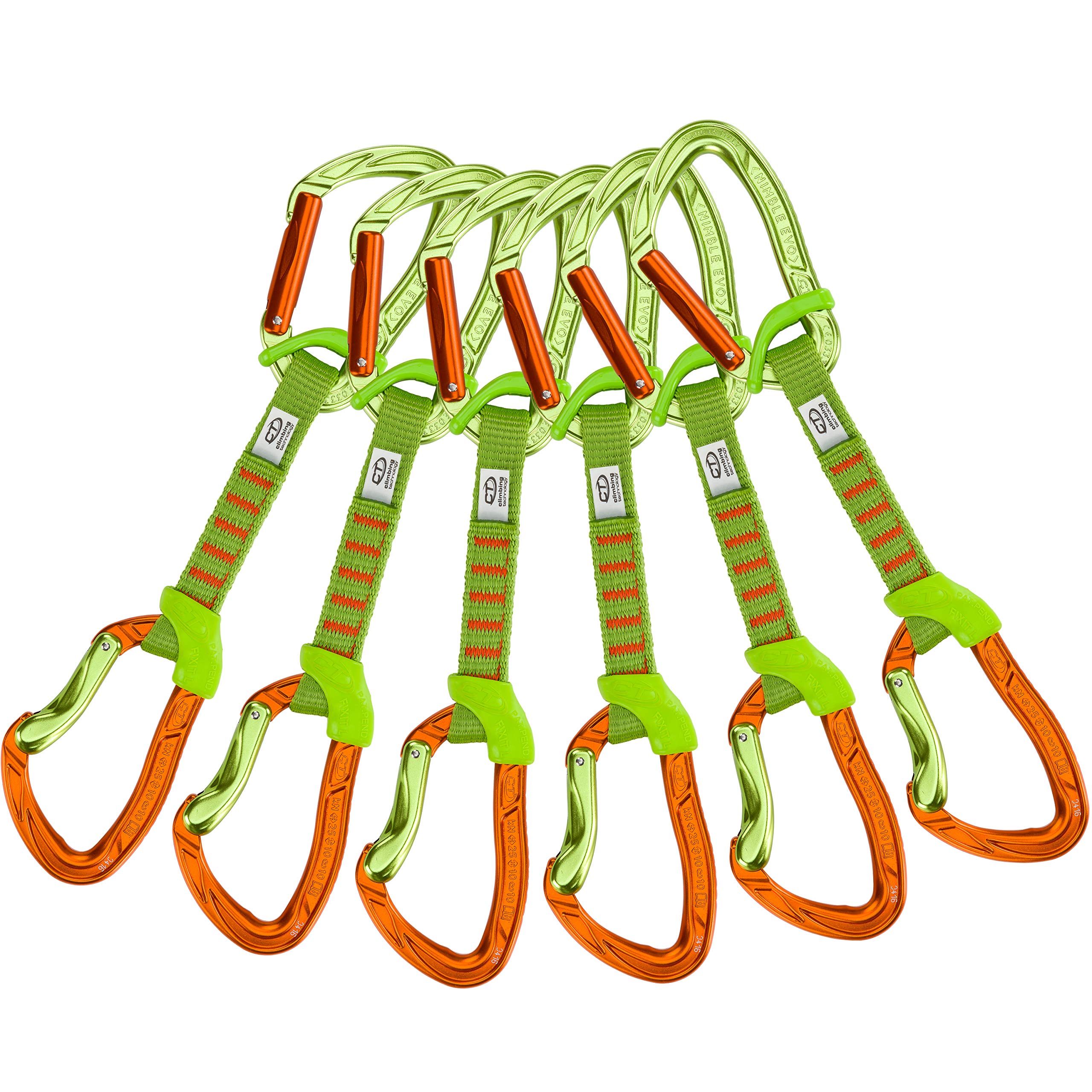Climbing Technology 2E688FDA0BCTXXP Nimble Fixbar Set NY Rinvio, Confezione da 6 Pezzi, Verde/Arancione