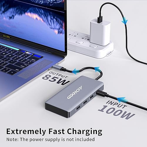 Miniatura 5 de Adaptador USB C a HDMI dual, estación de acoplamiento de múltiples pantallas, monitor dual con 2 HDMI, Displayport, 100 W PD, 3 puertos USB, puerto