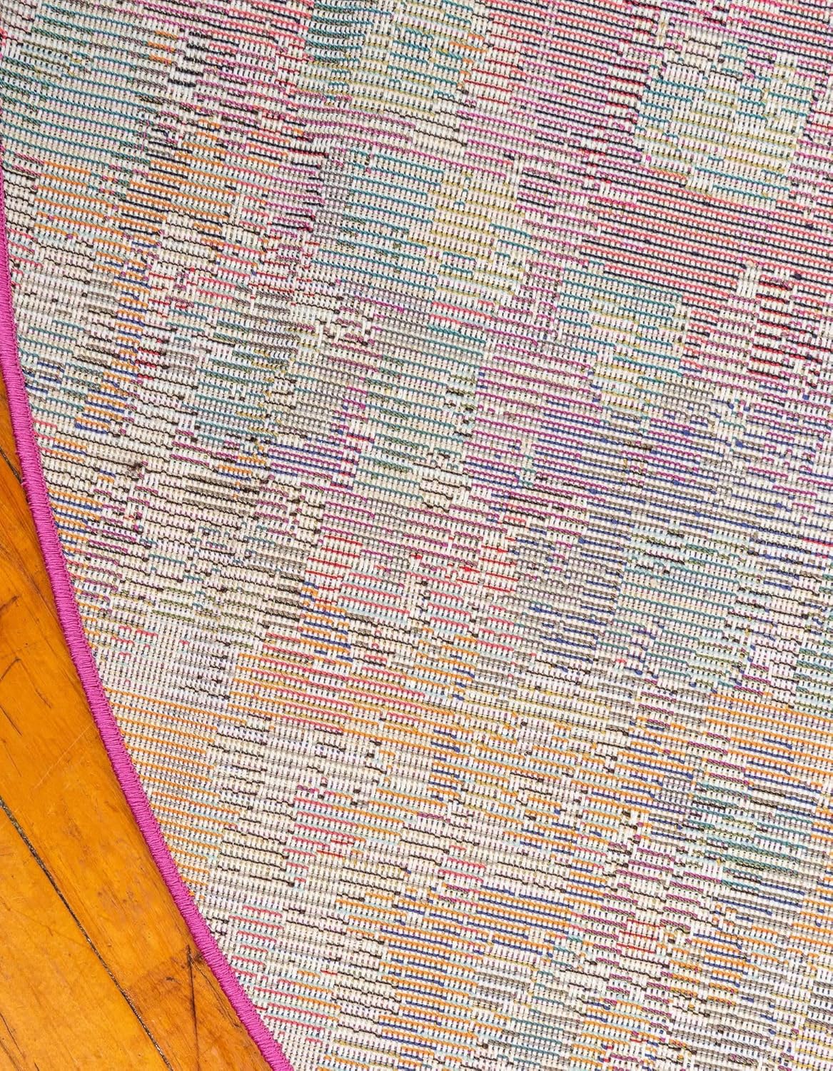Unique Loom Jardin Collection Colorful, Vibrant, Abstract, Modern Area Rug (3' 3 x 3' 3 Round, Multi/Blue)