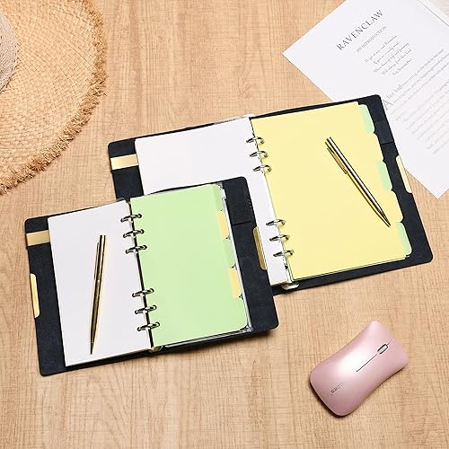 Miniatura 5 de Wonderpool - Diario de piel con forro de papel y bolígrafo, rellenable, 6 argollas, páginas a rayas, cubierta vintage para la oficina, viajes,