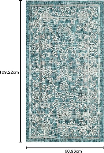 Vista 73 de SAFAVIEH Courtyard Collection - Alfombra decorativa, 2 pies 3 pulgadas x 5 pies, turquesa, no desprende pelusa y de fácil cuidado, para interiores