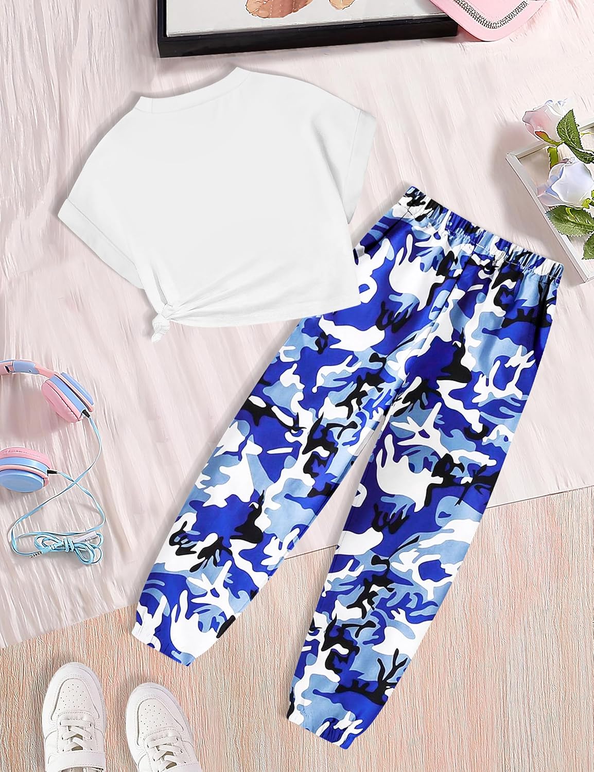 CRISONE Girls 2 Piece Outfits Kids Clothes Cute Cool Girl Crop Tops + Camouflage Pants Summer Clothing Sets - Image 5