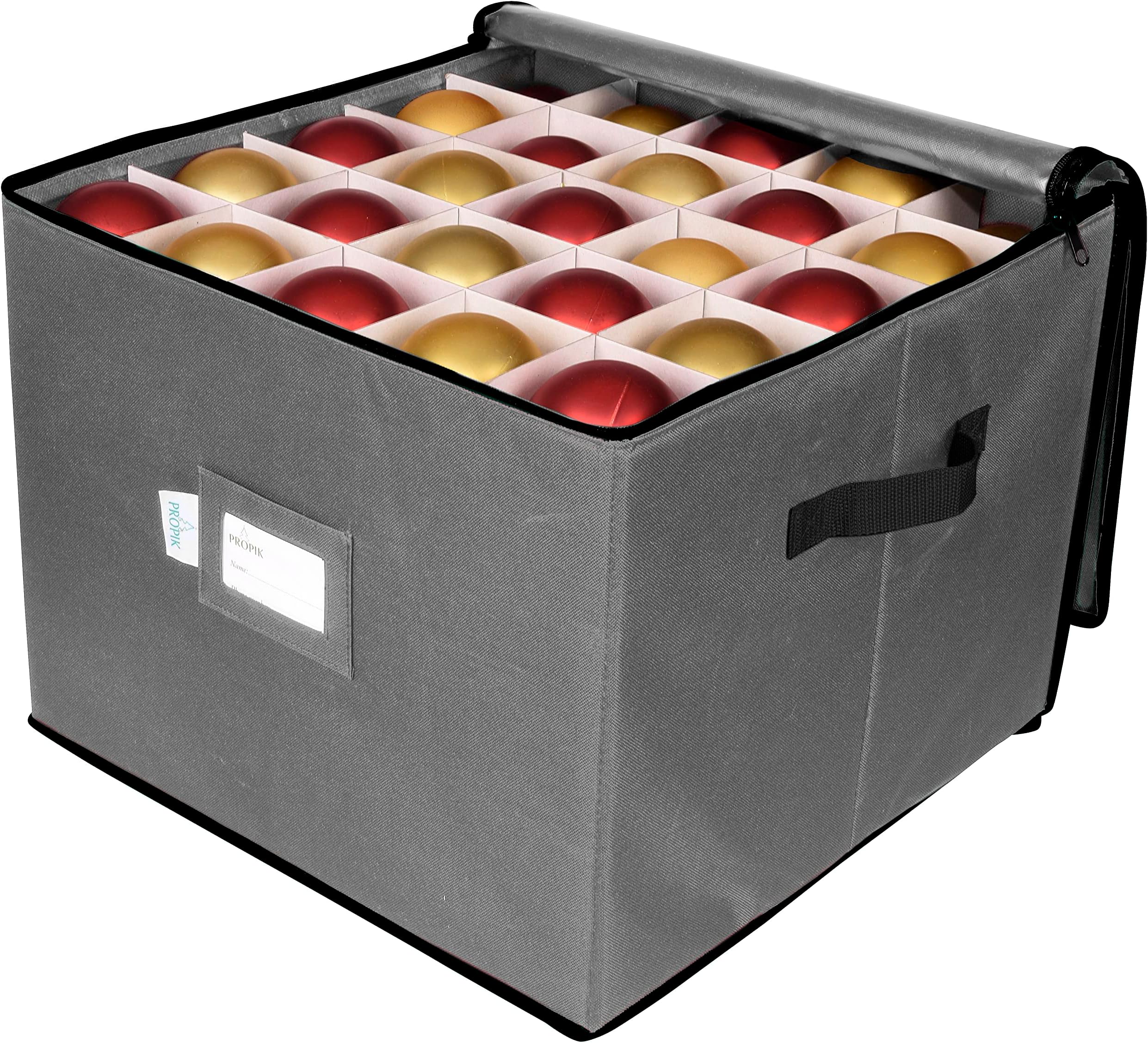 Holiday Ornament Storage Box Organizer Chest, With 3 Trays Holds Up to 75 Ornaments Balls, With Dividers To Organize (Grey)
