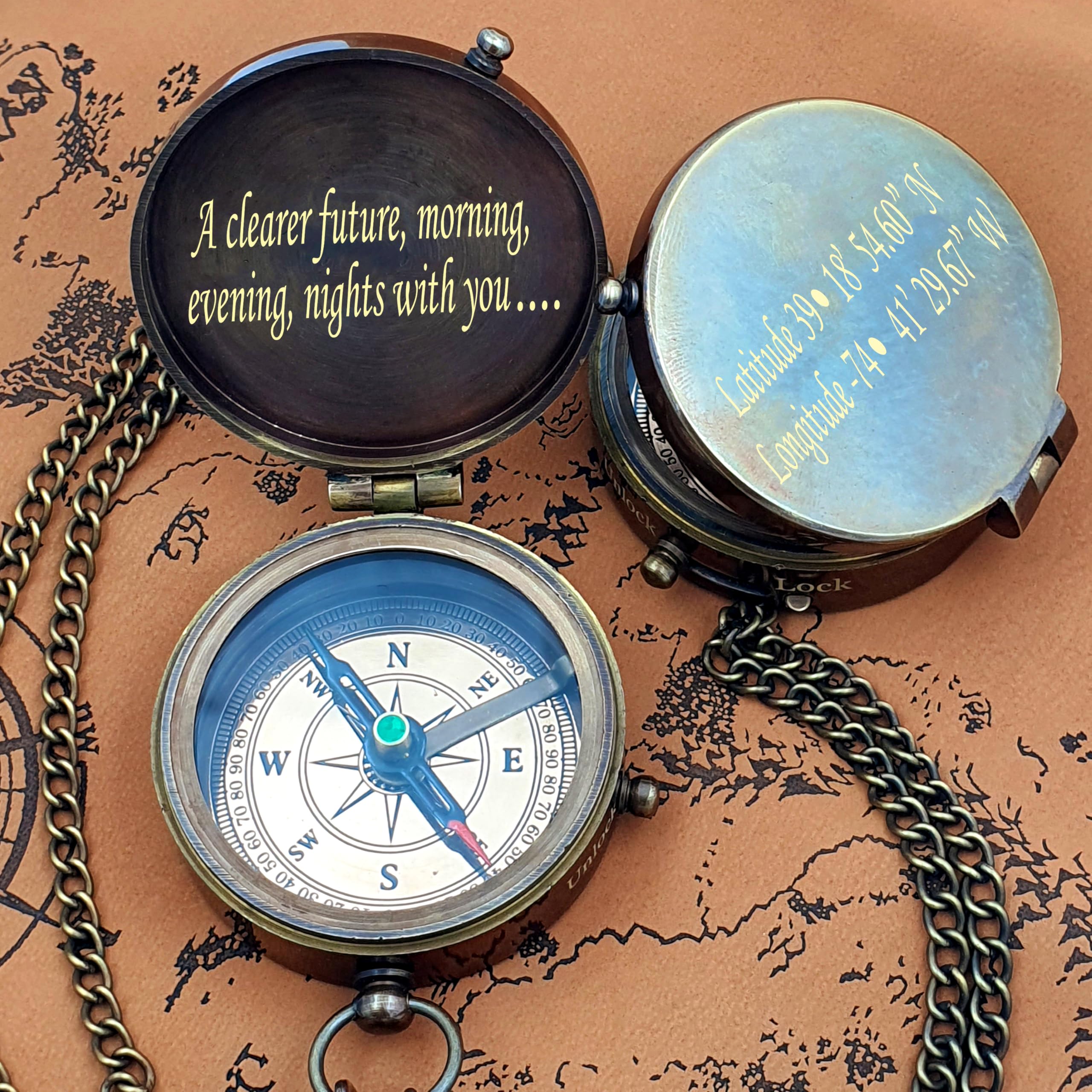 Engraved Brújula, Regalo para Marido, Aniversario, Regalo de Boda para él, Regalo de Novio de Larga Distancia, Regalo de prometido I Miss You de Larga Distancia para Regalo de Novio del ejército