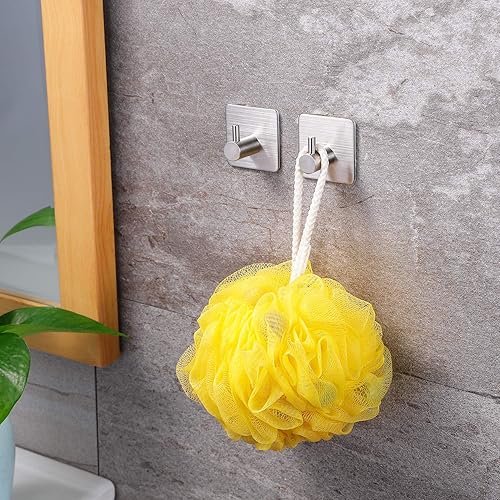 Miniatura 5 de Taozun Toallero de 16 pulgadas soporte autoadhesivo para toallas de baño con 2 paquetes de ganchos para toallas kit de accesorios de baño de acero