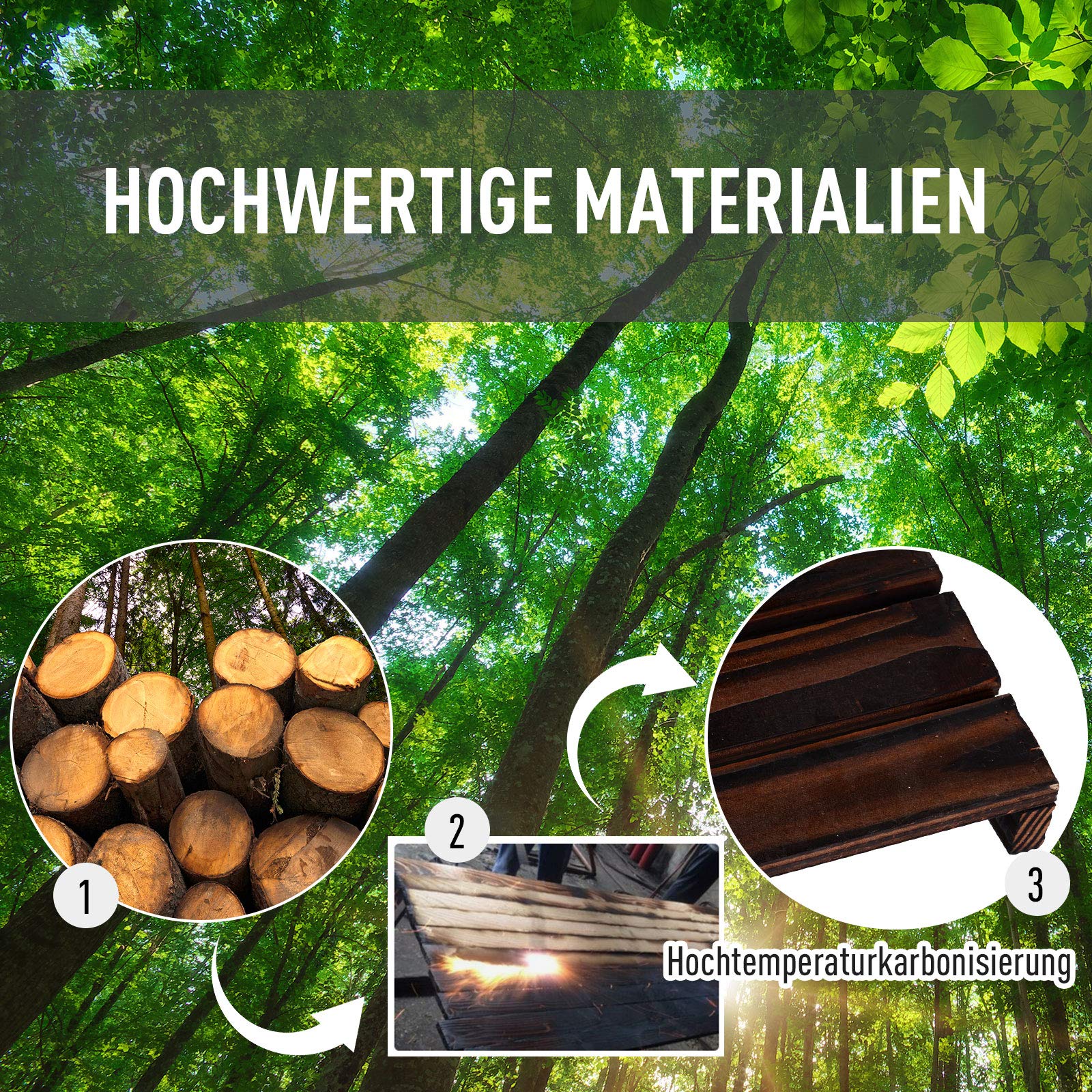 Outsunny 4-Etagen Pflanzenständer, 80cm hoch Blumenständer für Innen Außen, Pflanzenregal aus Holz, mehrstöckig Blumenregal, Blumentreppe Blumentopfständer für Wohnzimmer, Garten Balkon, Verkohlt