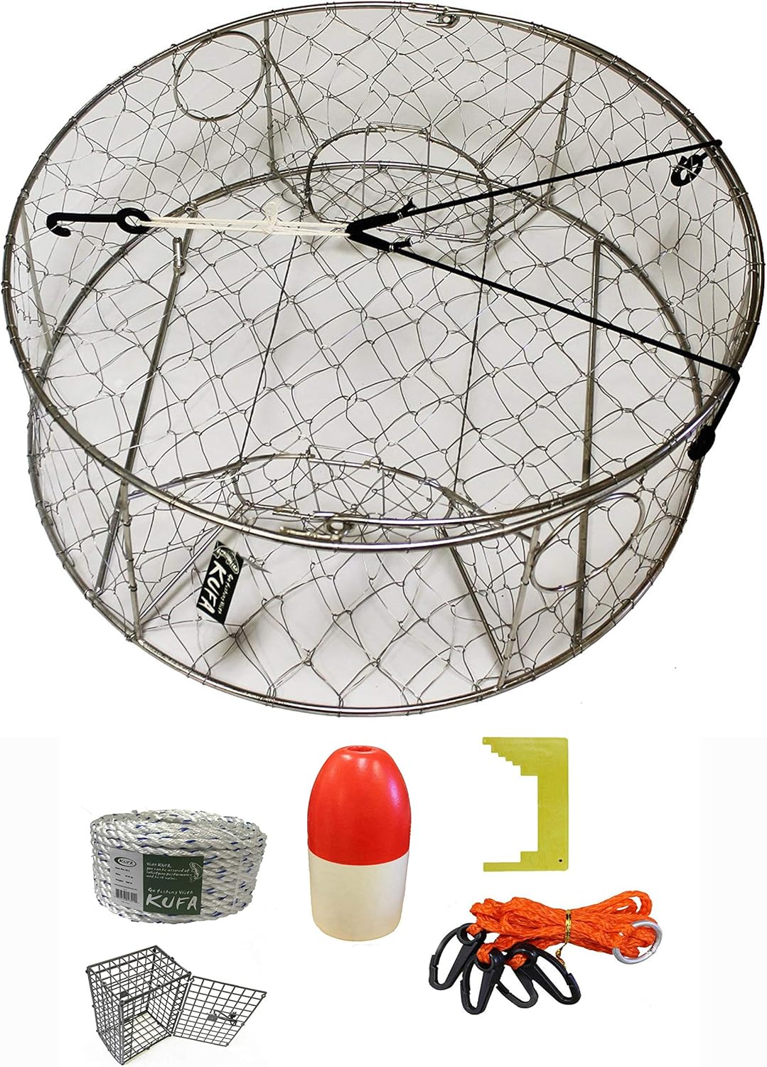KUFA Stainless Steel Wire Crab Trap with Crabbing Accessory Kit (CT100+CEM3+ZIN1)