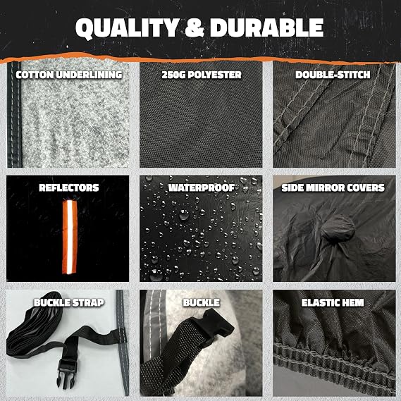 Mockins 200x75x57 SUV Car Cover Waterproof All Weather Heavy Duty Tarp