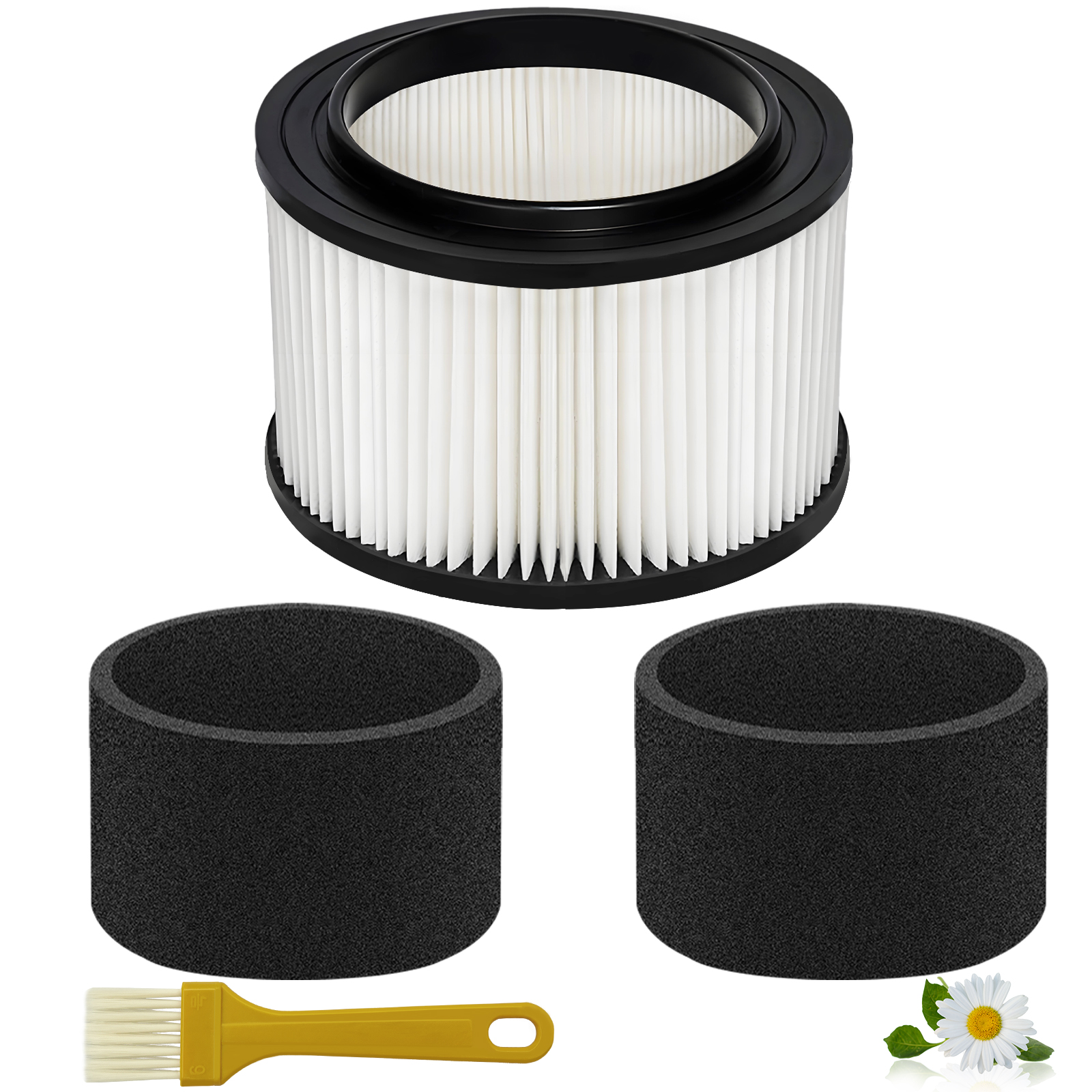 Image of 17810 Cartridge Filter Replacement for Craftsman 3-4 Gallon Wet /Dry Vacuums, Replaces 9-17810 Vacuum Filter, with Foam Sleeves & Cleaning Brush