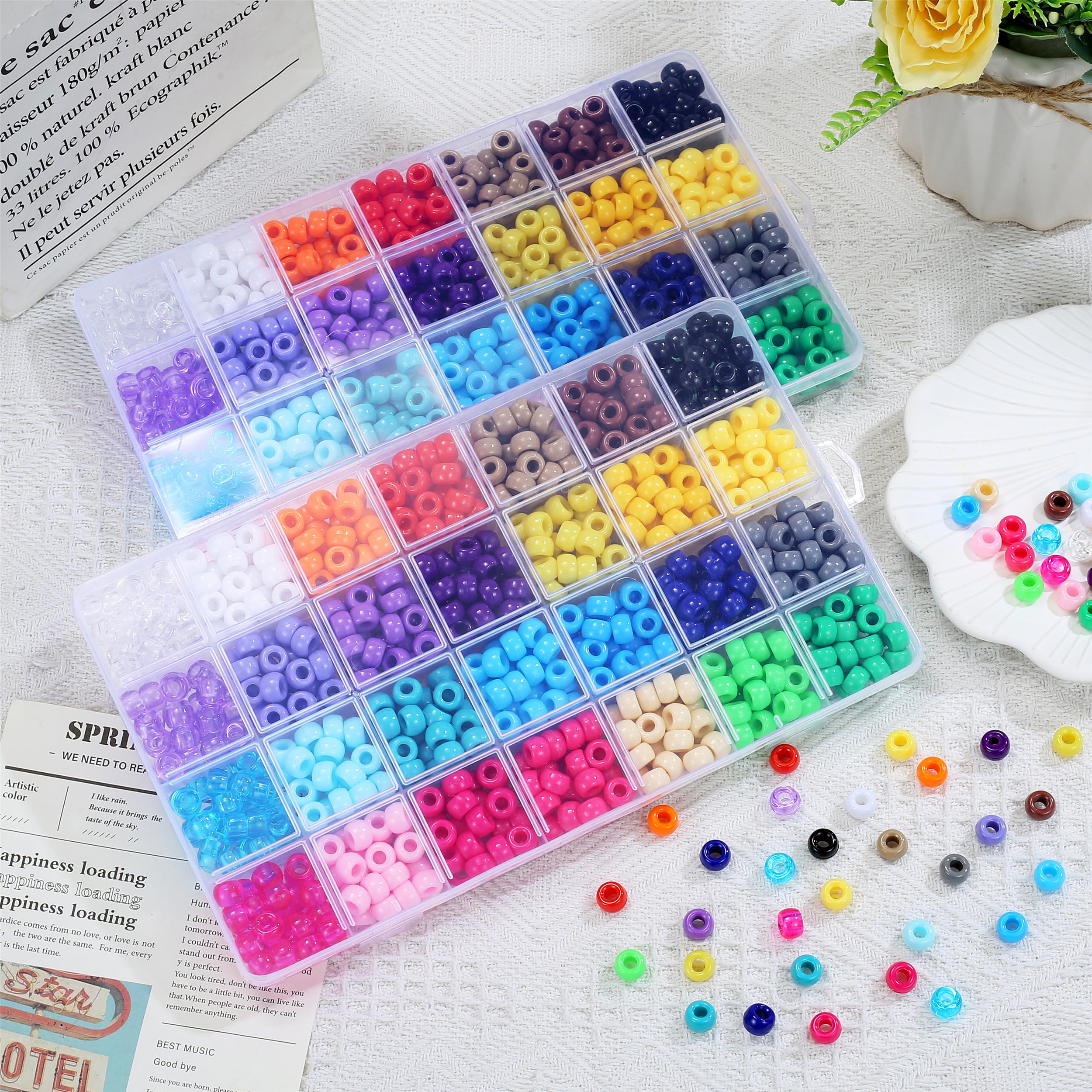 Hudinsun 28 Colors 700pcs Pony Beads for Bracelets, 6x9mm Large Plastic Pony Beads Set Kandi Beads Friendship Bracelet Making Kit for Jewelry Making and DIY Crafts - Image 7