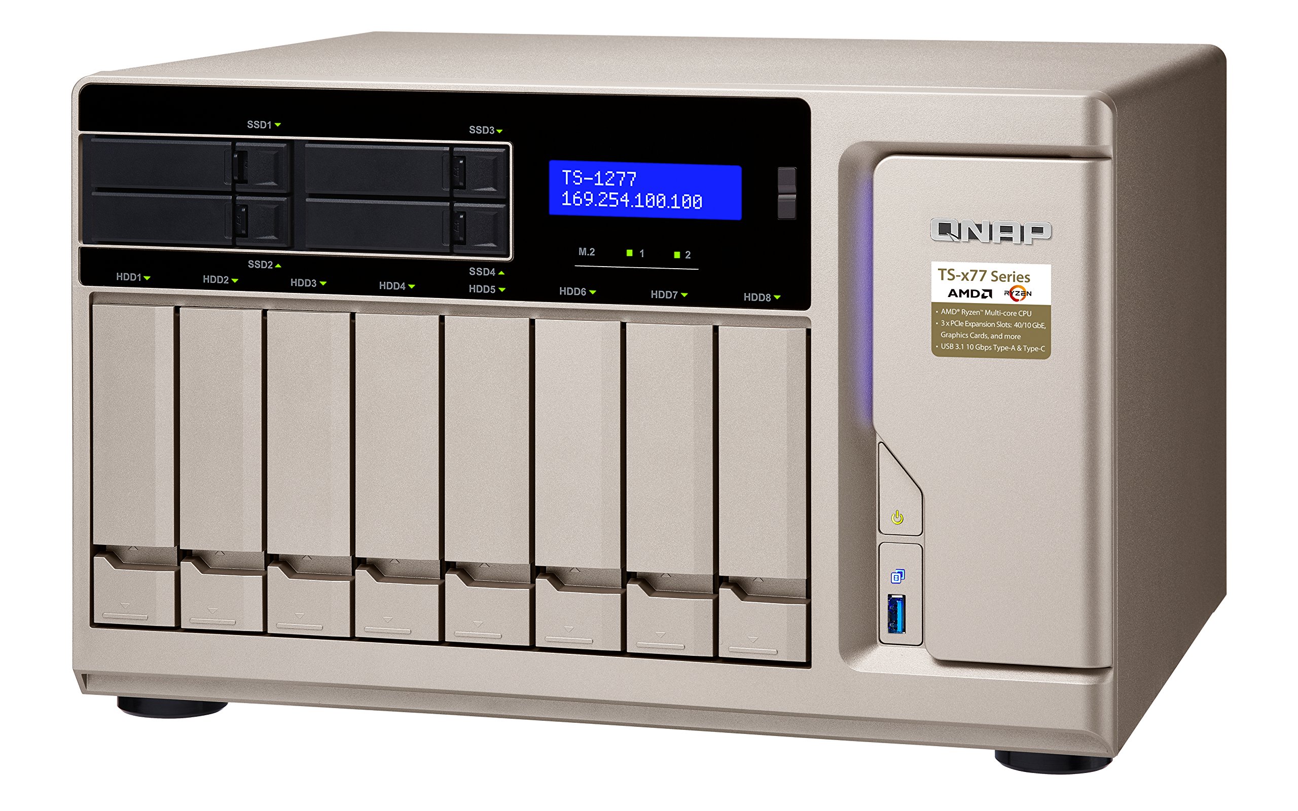 QNAP TS-1277 Ethernet/LAN Tour Or NAS - Serveurs de stockage (Disque dur, SSD, SATA, Série ATA II, Série ATA III, 2.5,3.5", 0,1,5,6,10,50,60,JBOD, FAT32,NTFS,ext3,ext4, 3,2 GHz)