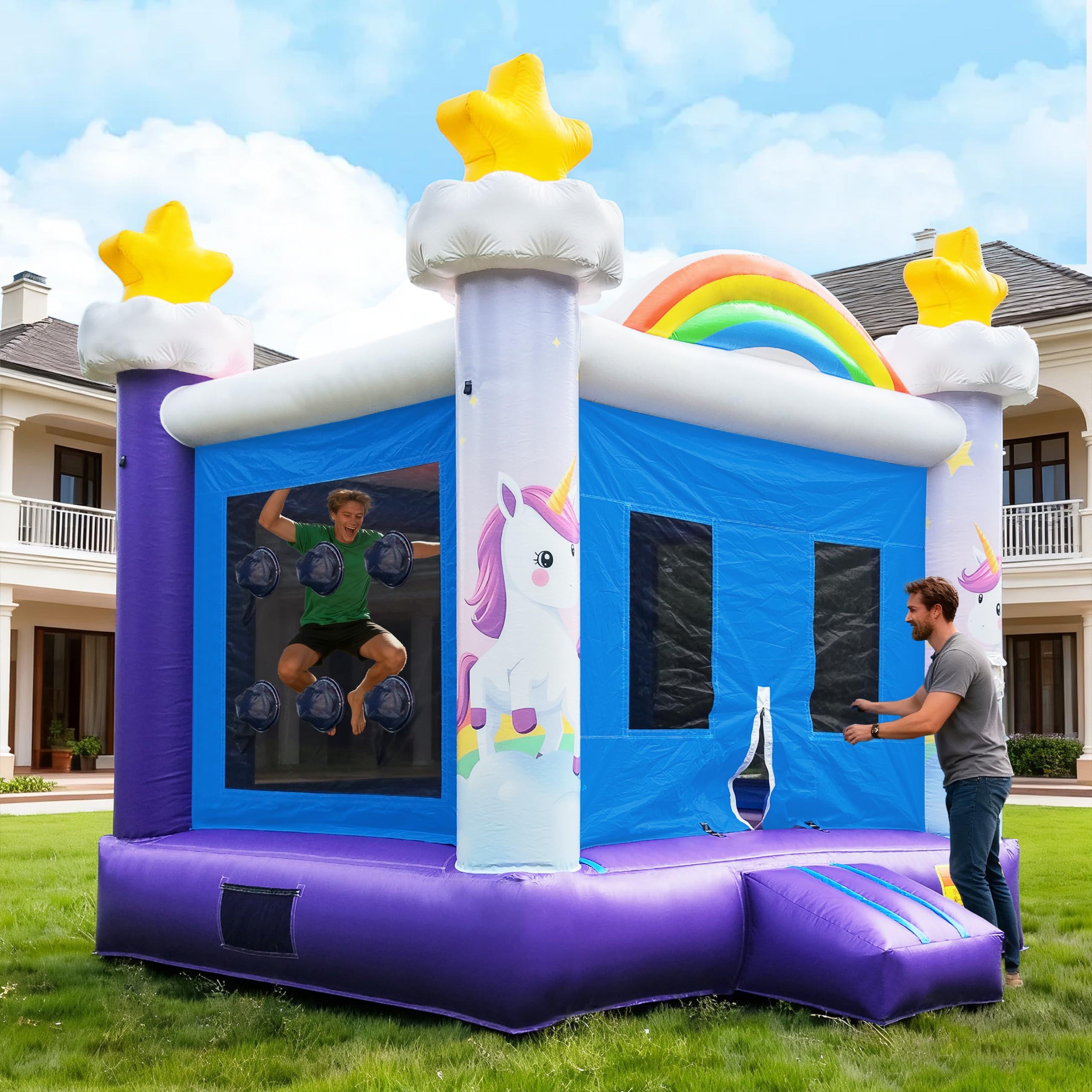 HXDOGSP Rainbow Bounce House