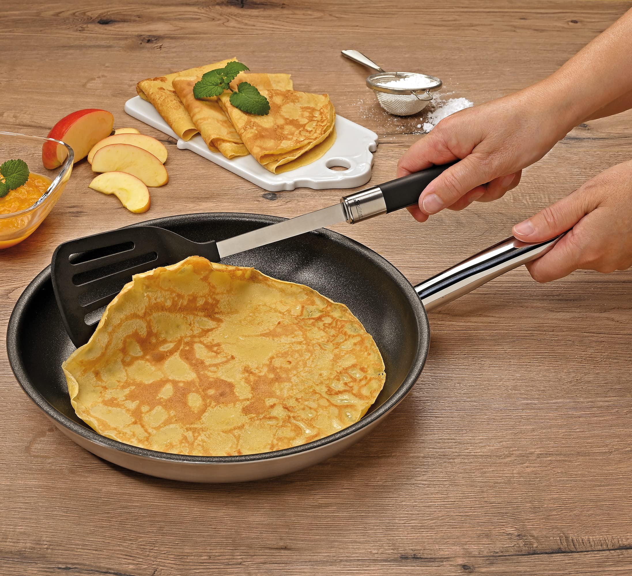 Spring Vulcano Intense Pro Poêle à servir XL | Bord haut 7 cm | Diamètre 24 cm | Revêtement anti-adhésif avec cristaux de roche suisses | Résistante aux rayures pour ustensiles de cuisine en métal |