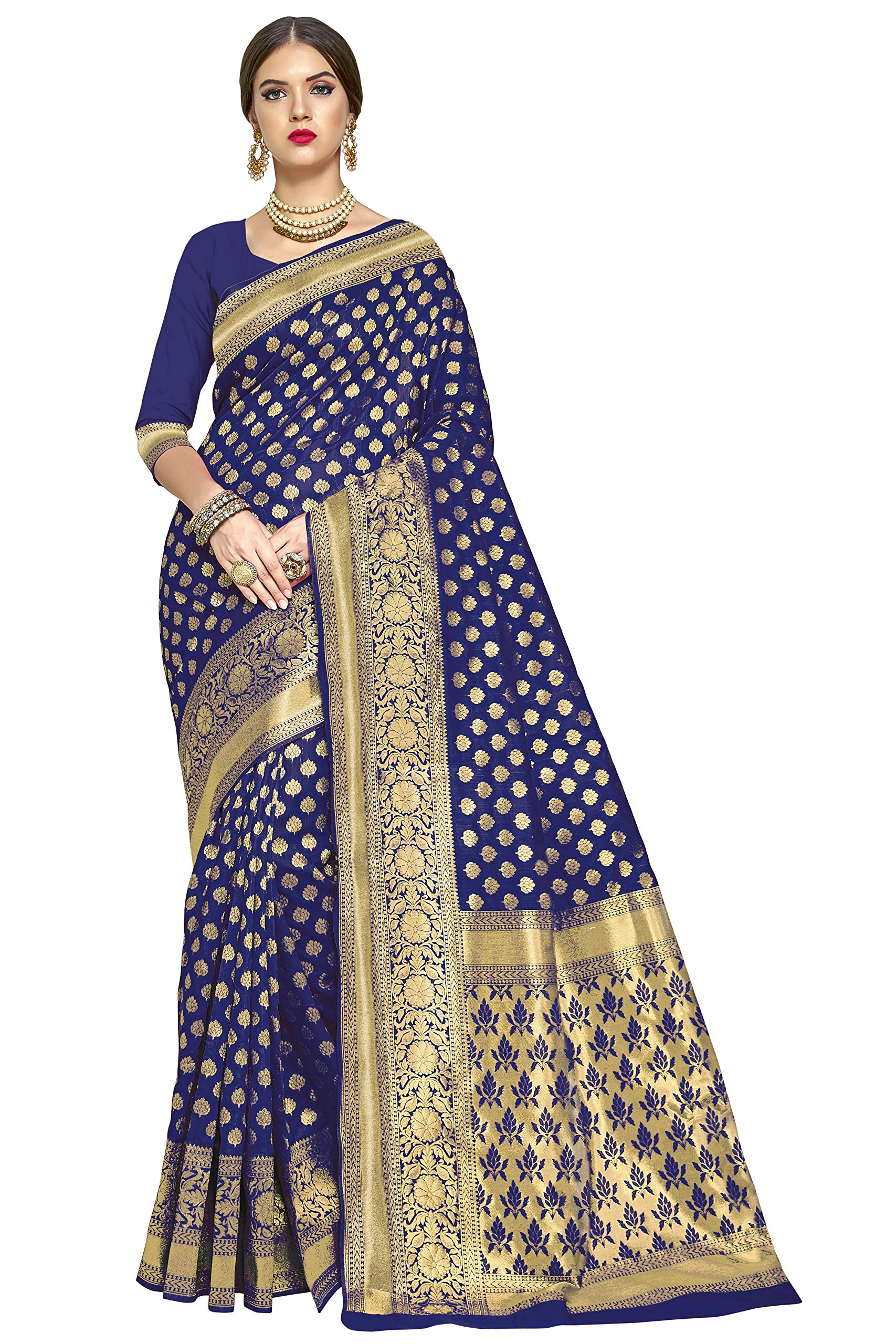 Glory SareesWomen's Kanchipuram Art Silk Saree With Blouse Piece