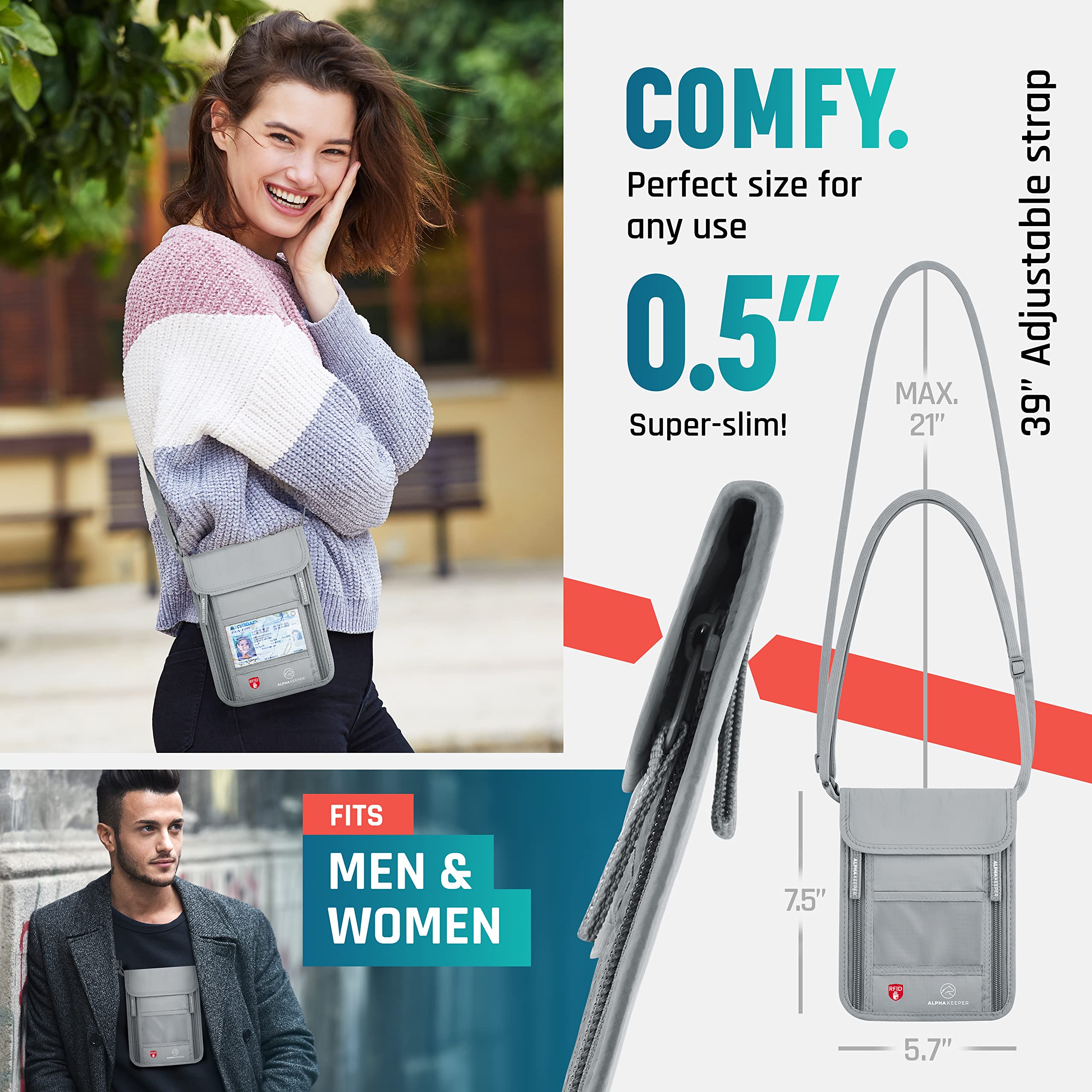 Neck Wallet, Travel Pouch For Passport Holder And Documents, Travel Neck Wallet For Traveling Women.