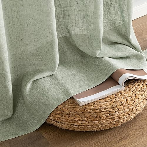 Vista 101 de MIULEE - Cortinas semitraslúcidas suaves y gruesas, textura de lino para dormitorio y sala de estar, para Navidad, con trabilla trasera y jareta, 84