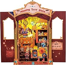 CUTEBEE DIY Miniature Book Nook Kit Dollhouse with Dust Cover LED Lighting, Booknook Library Modeling Kit for Adults (Mazing Toys Store)