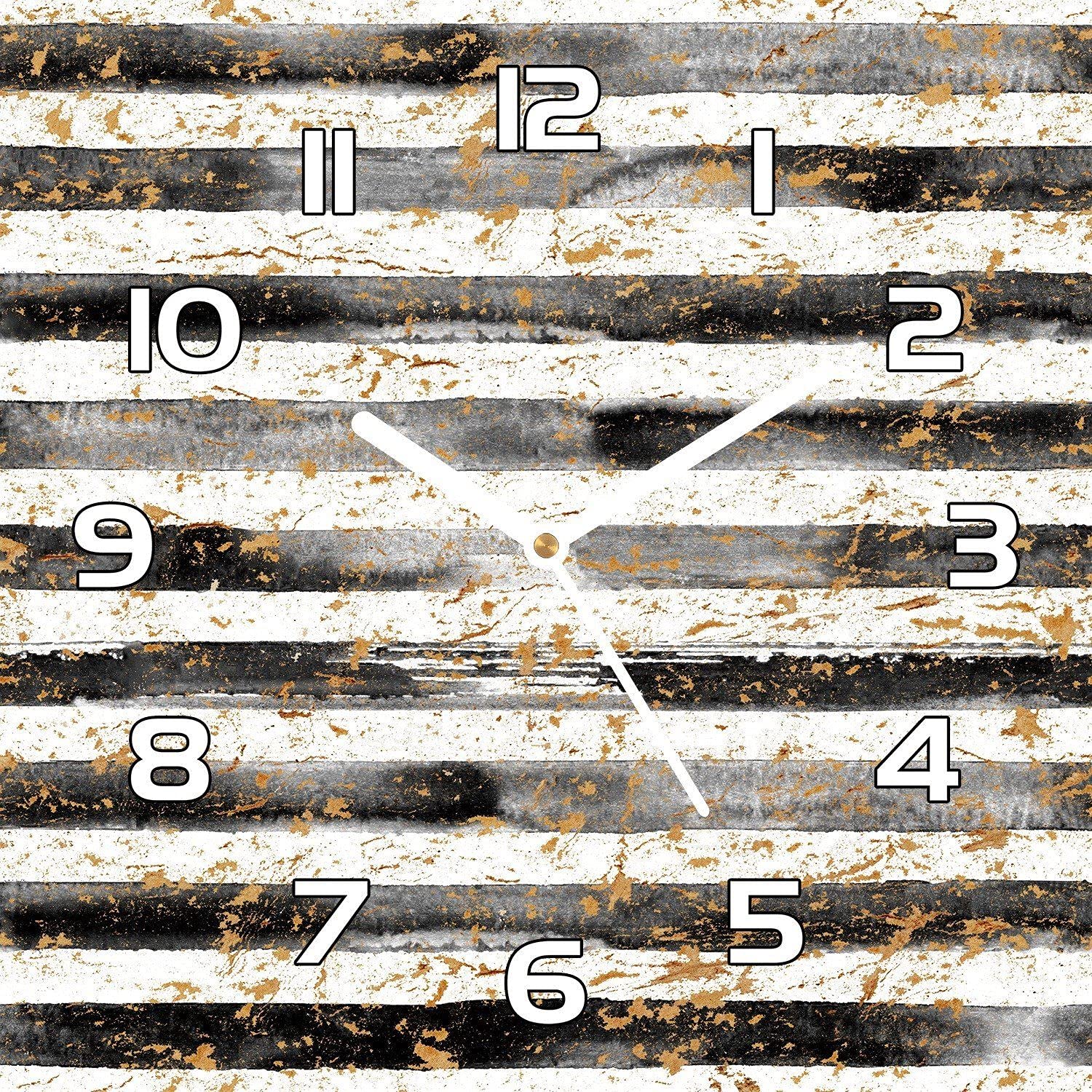 Horloge en verre 30x30 cm Coloray à aiguilles noires style grunge pour cuisine moderne