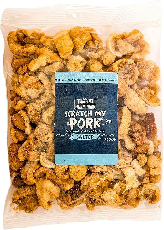 Scratch My Pork Bulk Pork Crackling Lightly Salted Gluten Free Pork Scratchings 100 Pork Rinds Low Carb High Protein Pub Snacks 250g Bag By The Skibbereen Food Co Amazon Co Uk Grocery