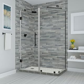 Aston SEN967EZ-ORB-483436-10 Bromley Frameless Hinged Shower Enclosure with StarCast Clear Glass, 47.25" to 48.25" x 36.375" x 72", Oil Rubbed Bronze
