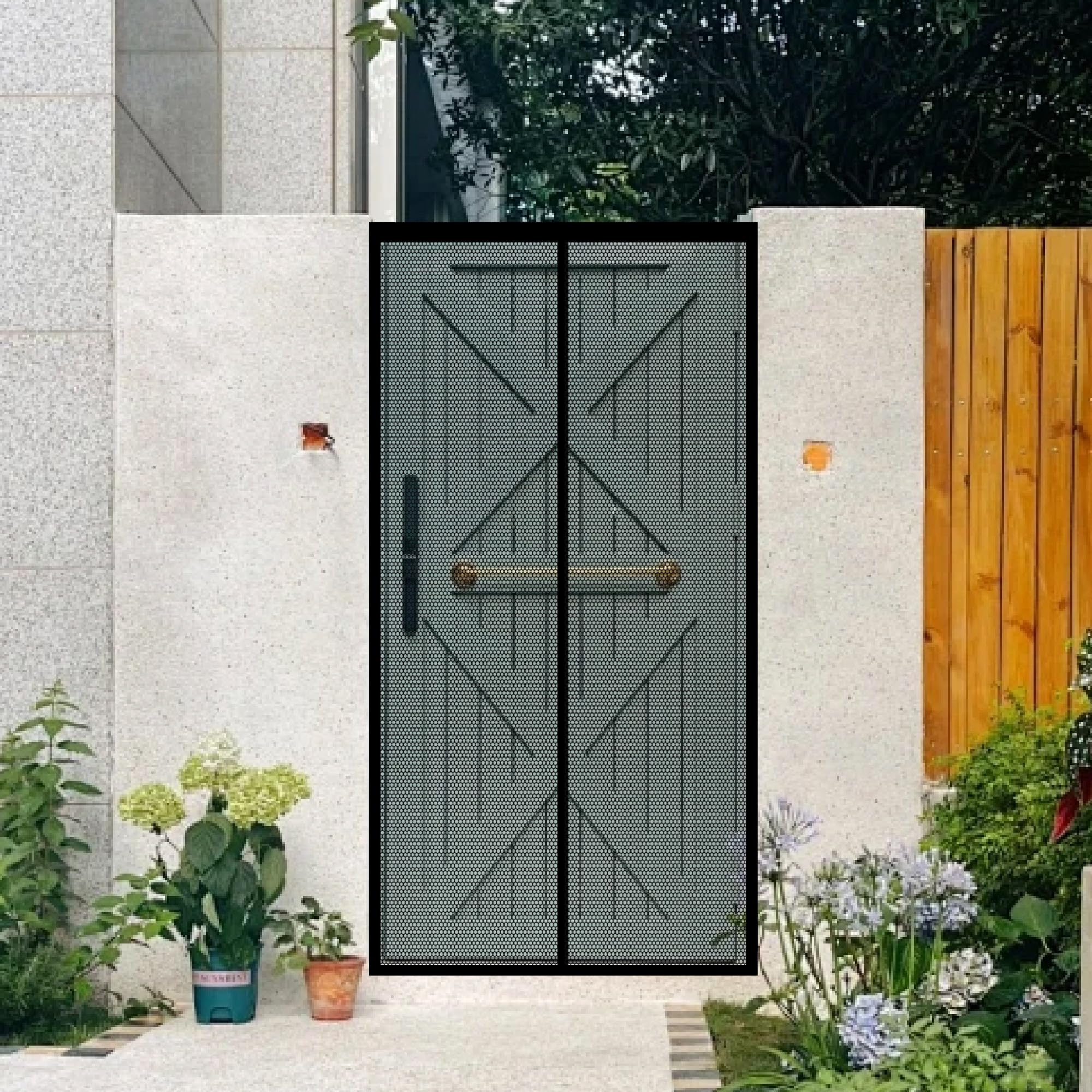 Moustiquaire porte fenêtre noire 99x188 cm avec joint d'étanchéité supérieur