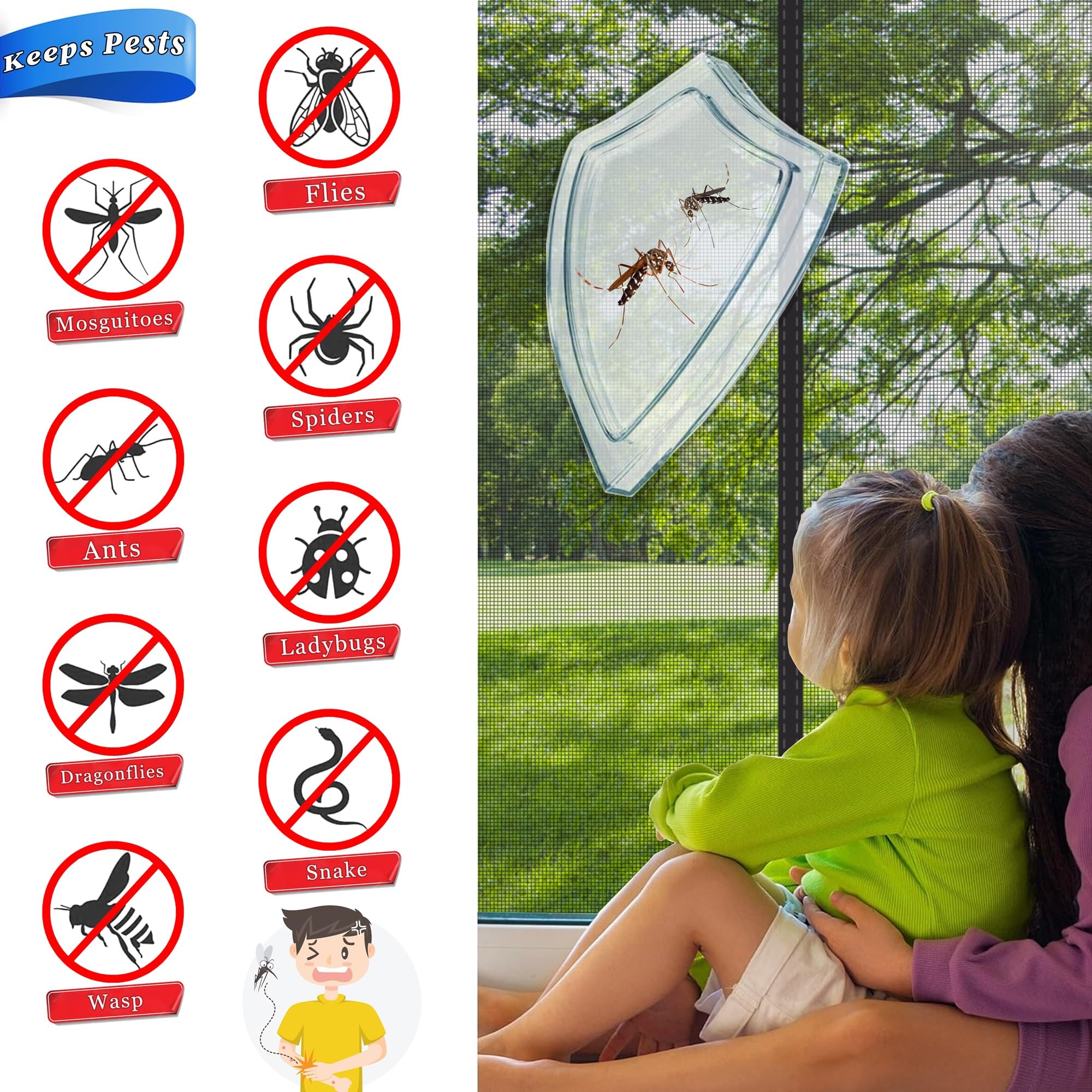 Magnetvorhang Insektenschutz Fenster 270x280cm net mit Klettband Full Frame Klettverschluss faltbar Luft kann frei strömen für Flure/Türen Schwarz