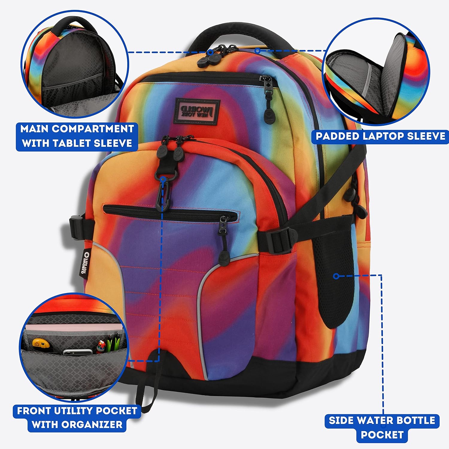 J World New York Atom Multi-Compartment Laptop Backpack, Heat, One Size