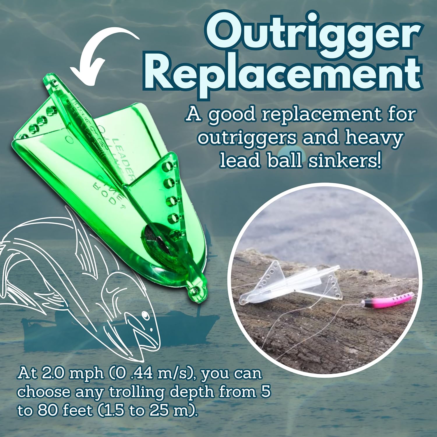 Davis Instruments Fish-Seeker Trolling Plane - (3 Pack) - Green Color