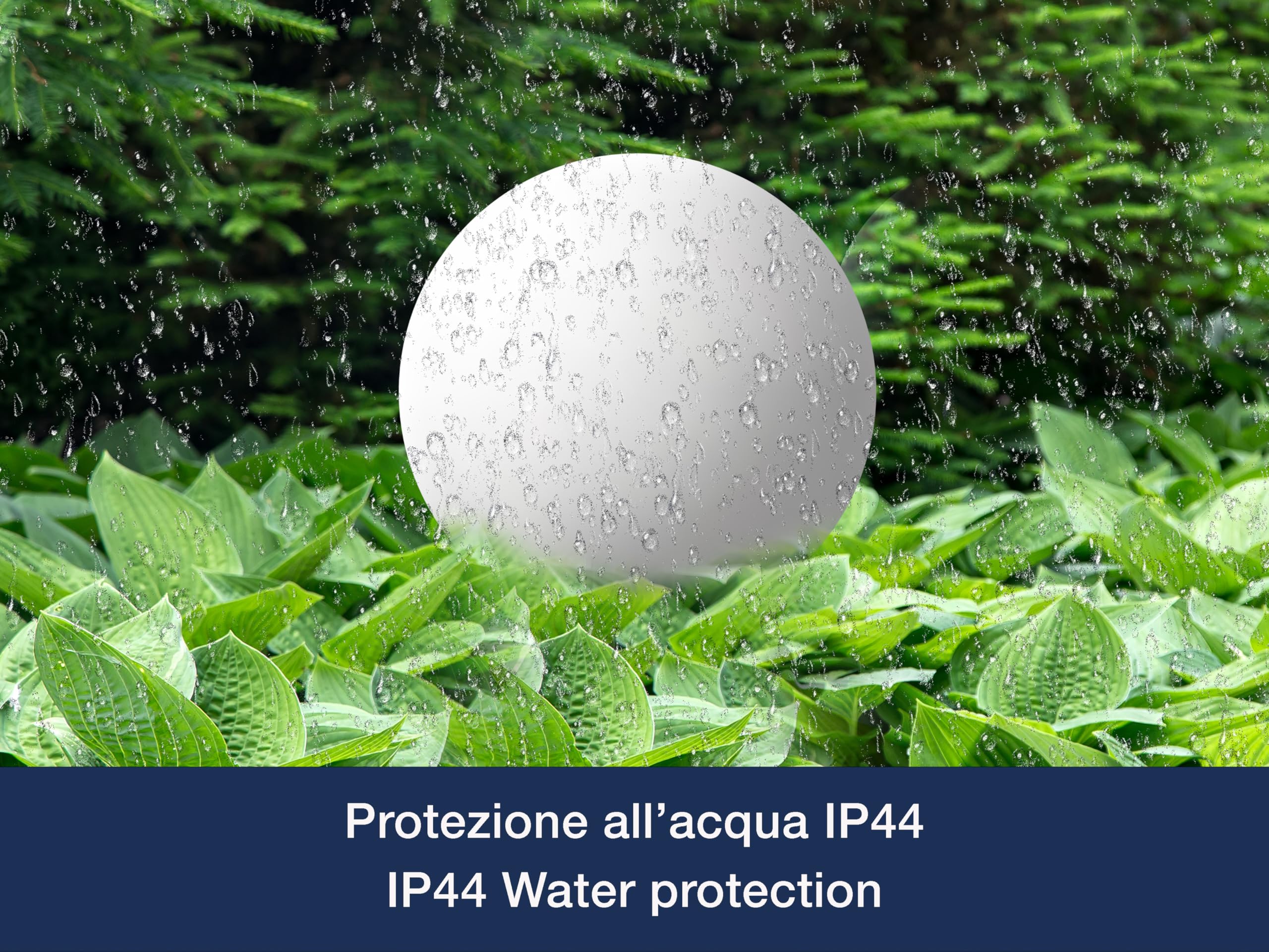 BEPER P207ILO225 Bola luminosa para jardín, LED RGB, luz blanca y multicolor con sensor crepuscular, resistente al agua IP44, alimentación solar, recargable, con pica para exteriores, diámetro 25 cm.