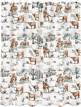 Paseo Road Bathroom Fabric Shower Curtain with 12 Hooks, 72x72 inch Duffle Bag