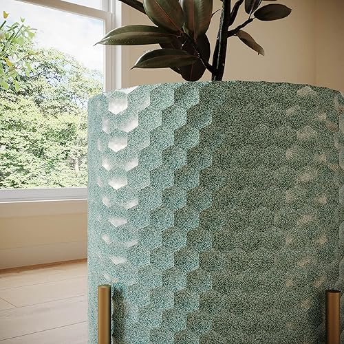 Miniatura 4 de EverNest Mid-Century Modern Rhys - Maceta en relieve de panal con soporte Ambrose, macetas de metal para interiores, estilo bohemio azul y verde