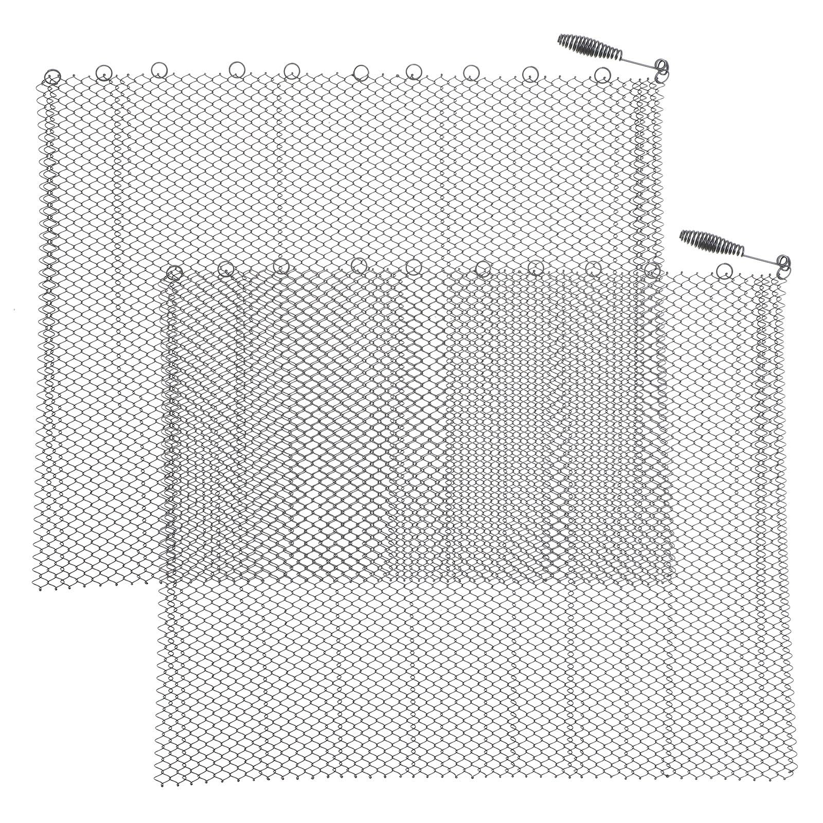 iplusmile Pare-feu en Fer Noir 2pcs avec Poignées, Rideaux de Cheminée en Maille Résistants à Haute Température pour Protection la Maison