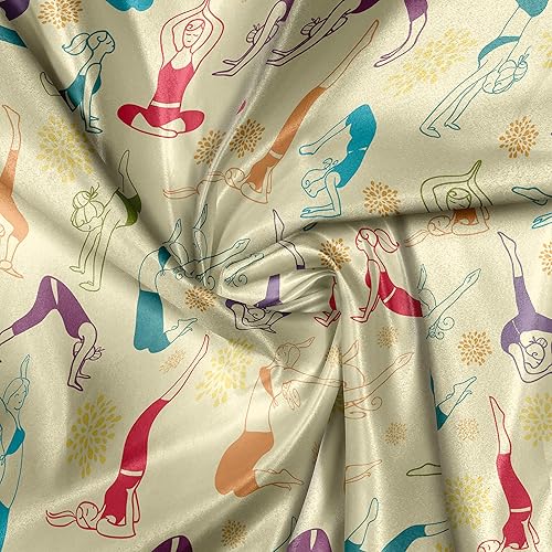 Vista 23 de Lunarable The Yard, tela azul real de The Yard, patrón de cerámica inspirado en el Medio Oriente estilo marroquí, estampado oriental, tela de satén