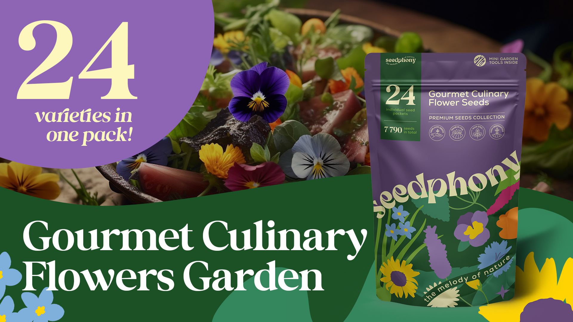 Amazon.com : Seedphony 24 Gourmet Culinary Flower Seeds Variety