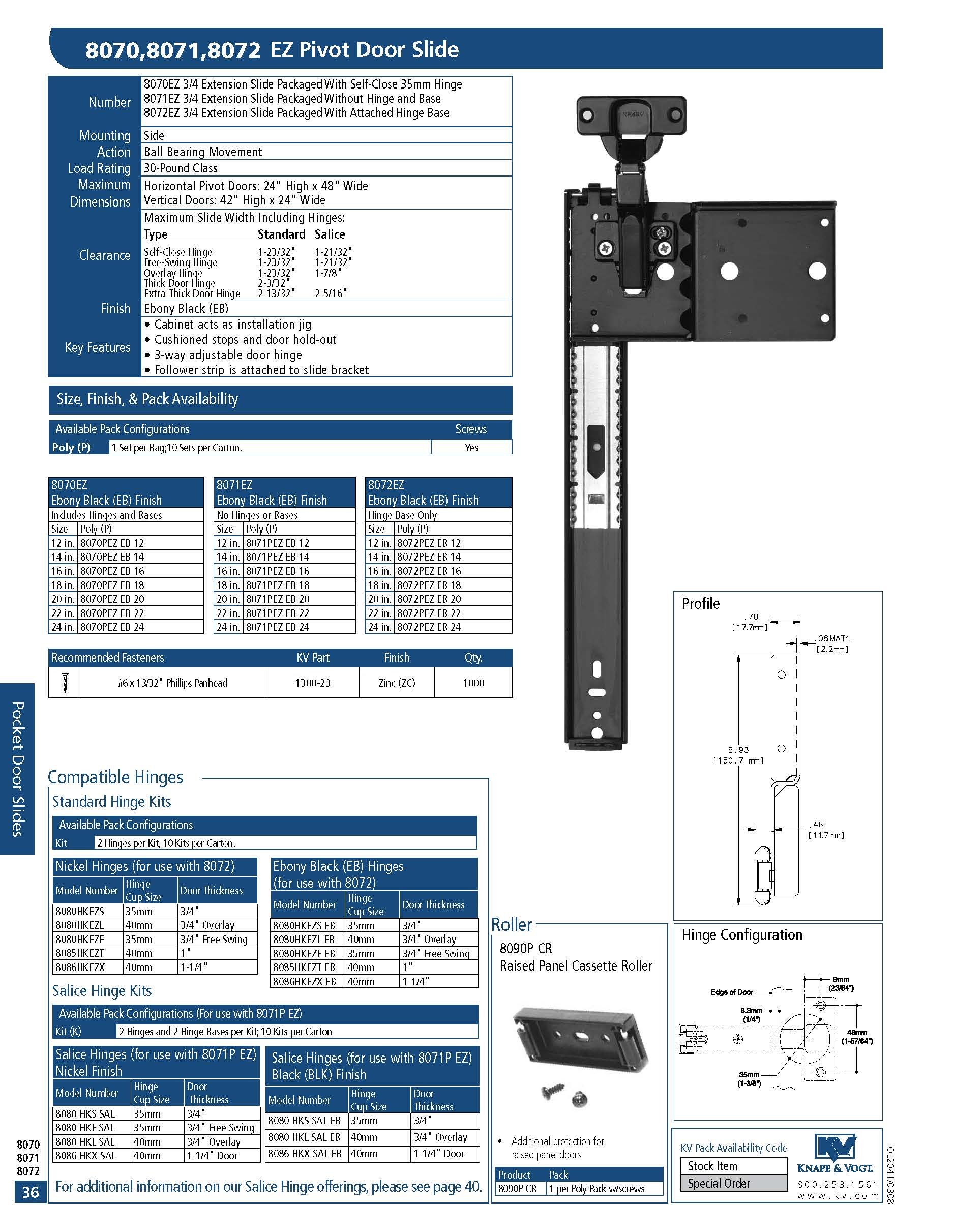 Medium Duty Pocket Door Slides - 30 Lb Capacity, Easy 1-2-3 Installation For Cabinet Doors