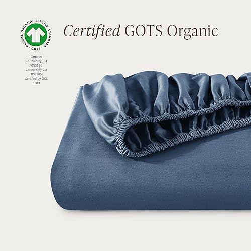 Miniatura 24 de Bare Home 100% Organic Cotton Sateen Fitted Sheet - Smooth Sateen Weave - Breathable & Cooling - Hotel Luxury - Durable Fitted Sheet - Deep Pocket