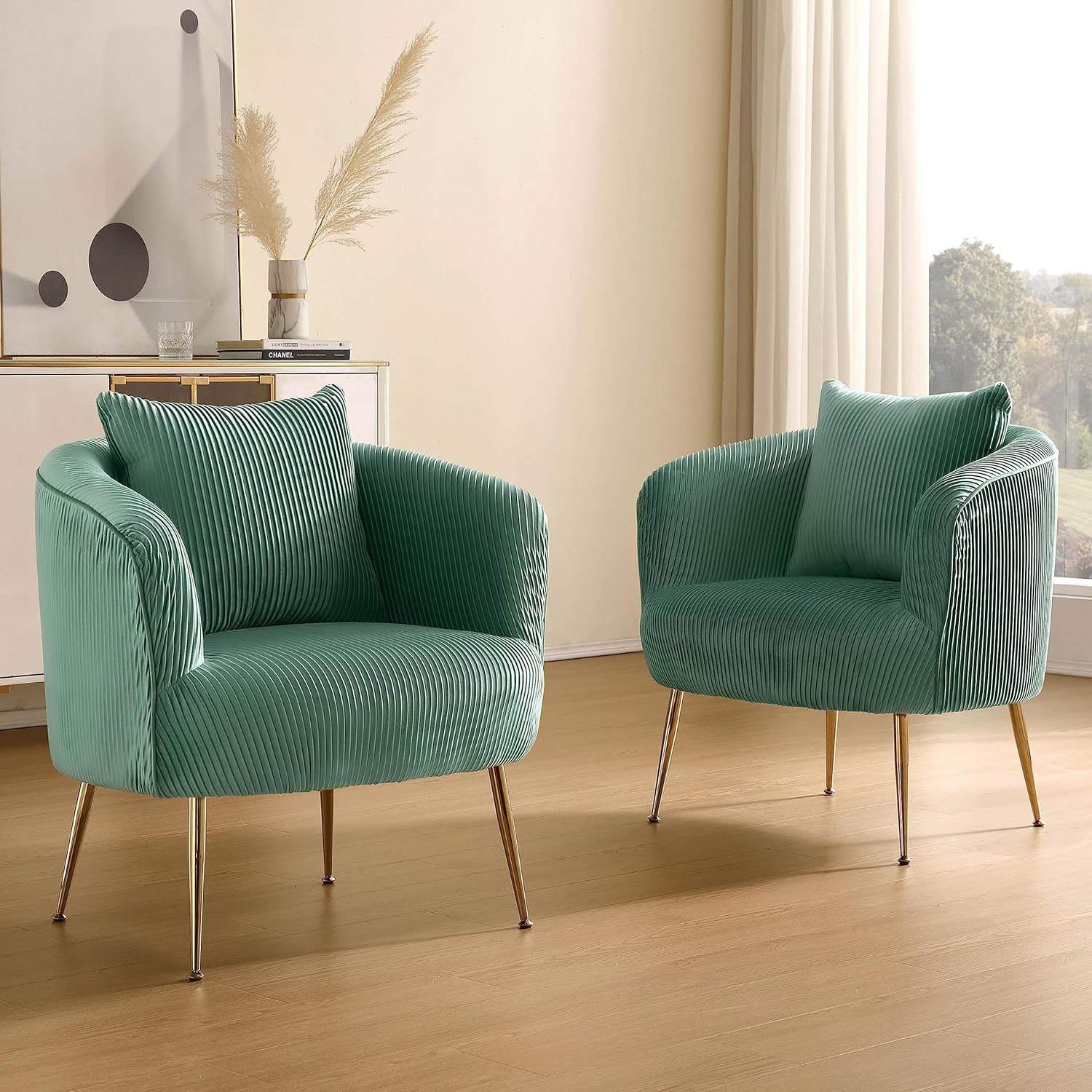 Art Leon Accent Chair Set of 2, Modern Velvet Upholstered Armchairs, Living Room