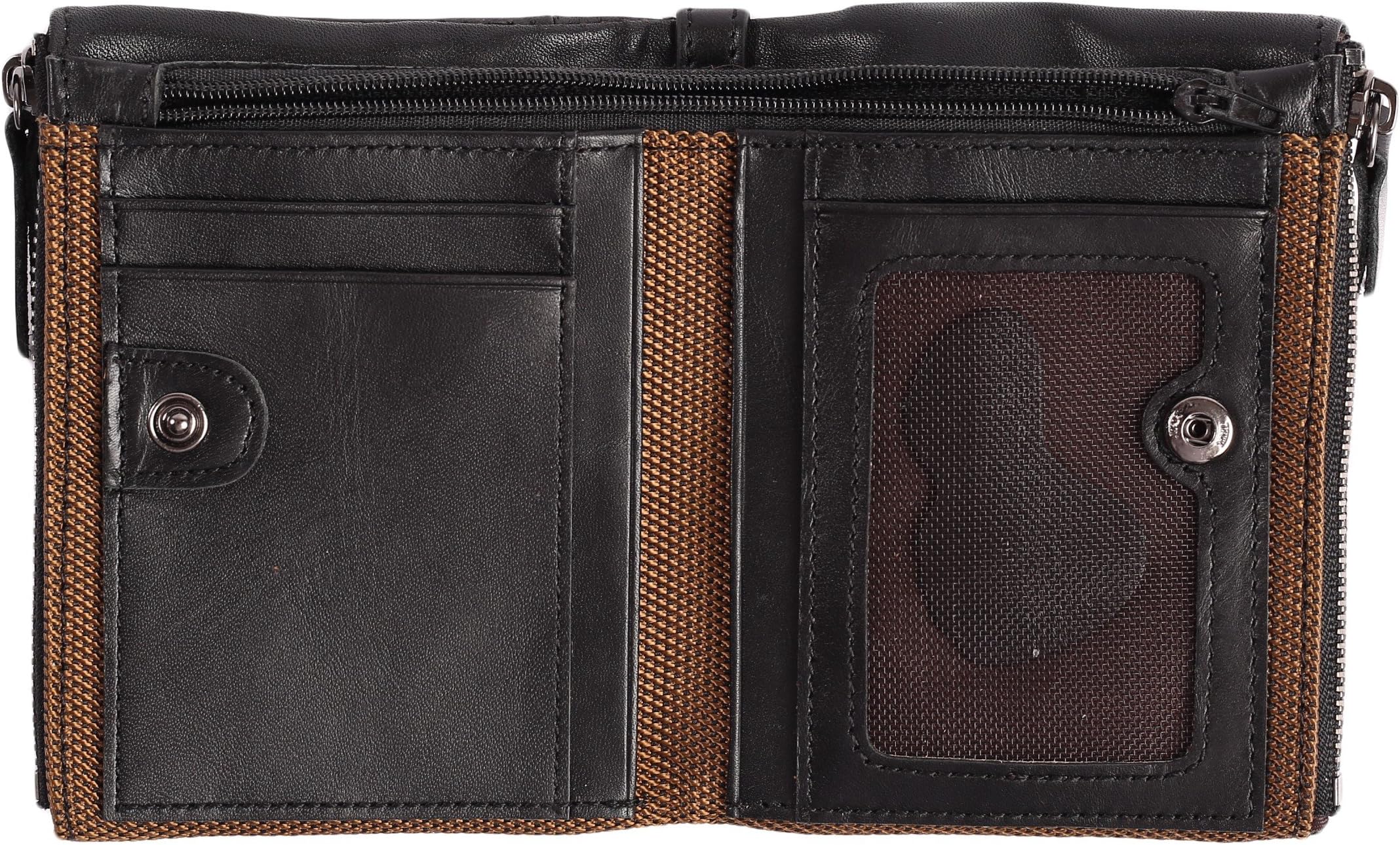 Easyoulife RFID Mens Genuine Leather Wallets Vintage Bifold Wallet 2 Zip Pocket