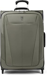 Maxlite 5 Softside Expandable Upright 2 Wheel Checked Medium Luggage, Lightweight, 26-Inch — Slate Green