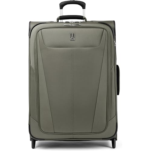 Travelpro Maxlite 5 Softside Expandable Upright 2 Wheel Checked Medium Luggage, Lightweight, 26-Inch — Slate Green