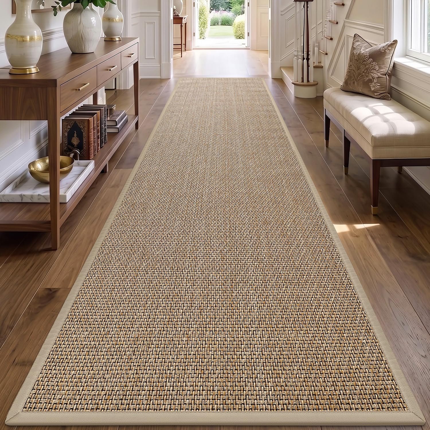 DEXI Ultra Thin Hallway Runner Rug 28x144, Non Slip Entryway Rugs,Beige