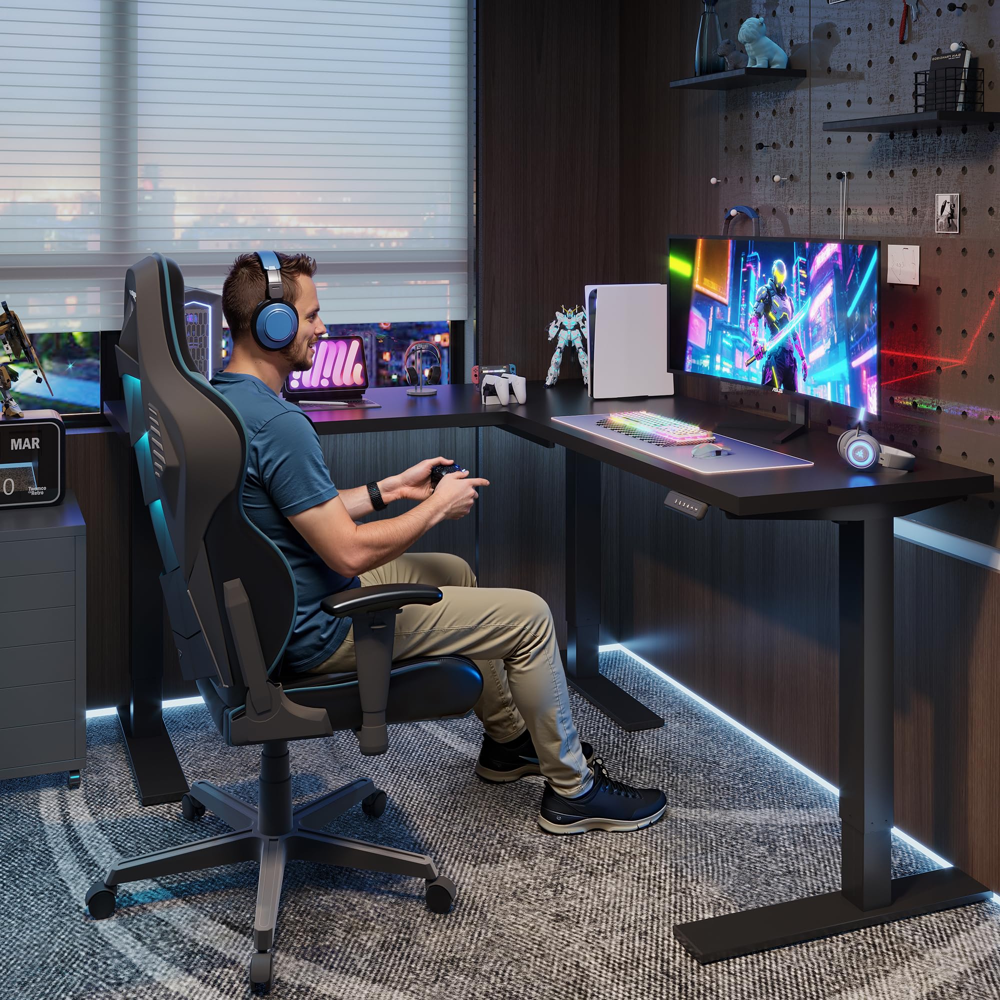 SANODESK L Shaped Standing Desk Adjustable Height Electric Corner Standing Desk 71 x 63 inch Sit Stand Computer — view 2