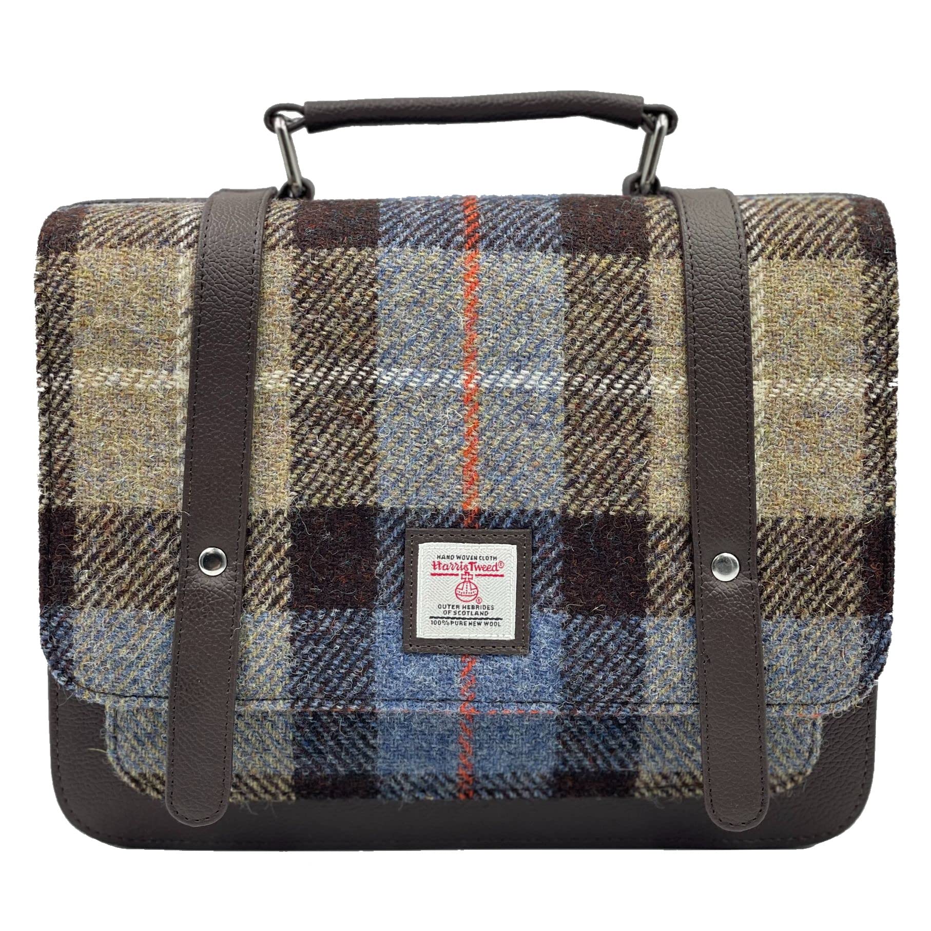 Maccessori Ladies Messenger Bag with Adjustable Cross Body Strap 100 Harris Tweed Vegan Leather 8 6 x 8