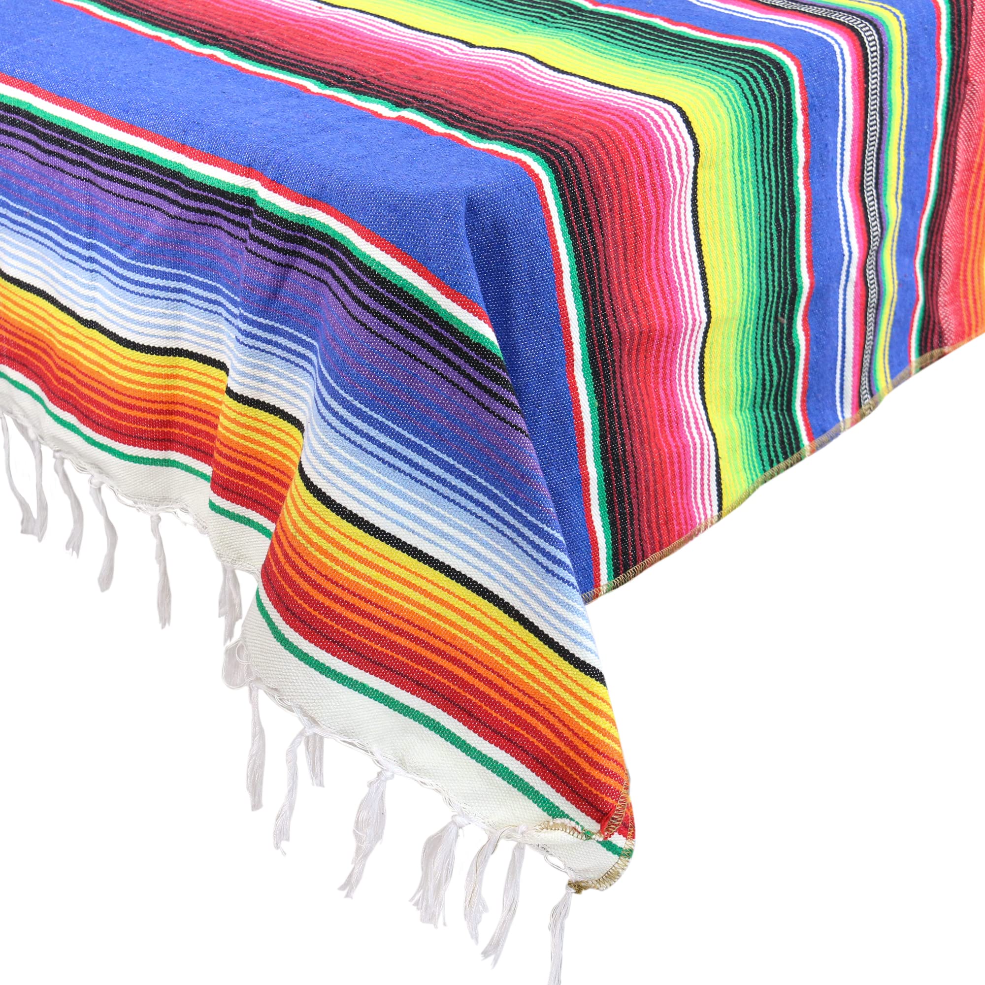 Time To Sparkle Blue 58 X 84 Inch Mexican Tablecloth Serape Blanket (Blue)