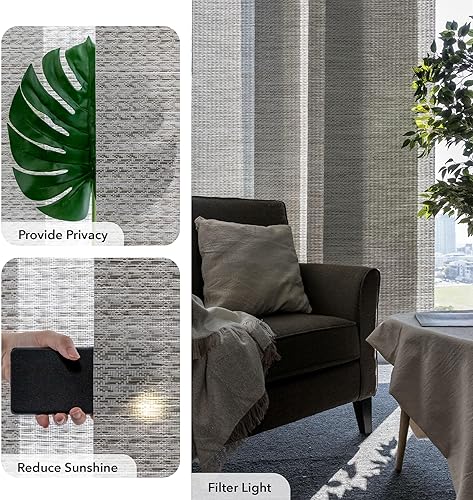 Miniatura 4 de GoDear Design Persianas de panel ajustable para puertas correderas de vidrio, divisores de habitación, puertas de armario, riel extensible de 45.8 a