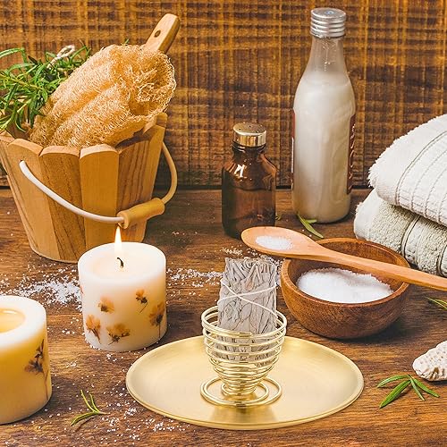 Miniatura 3 de Quemador de incienso 4 en 1  Soporte de incienso de latón de 5.5 pulgadas para varillas de inciensobobinas de inciensoconos de inciensoPAU Santo