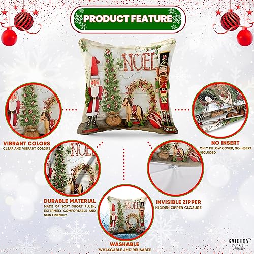Miniatura 3 de KatchOn, Fundas de almohada navideñas de 18 x 18 pulgadas, paquete de 4, fundas de almohada de granja, fundas de almohada de vacaciones, fundas de