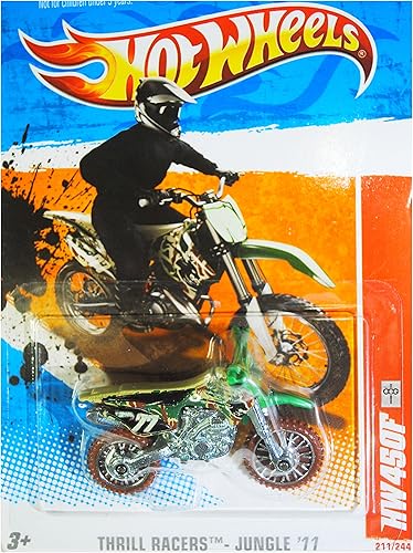 Hot Wheels 2011 Thrill Racers Jungle HW450F Dirt Bike Motocicleta Camuflaje Camuflaje