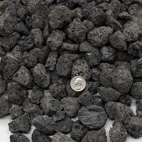 Miniatura 4 de Rocas de lava negra a granel, 40 libras, gránulos de rocas de lava de 1 a 2 pulgadas para chimeneas de interiores y exteriores, gas natural,